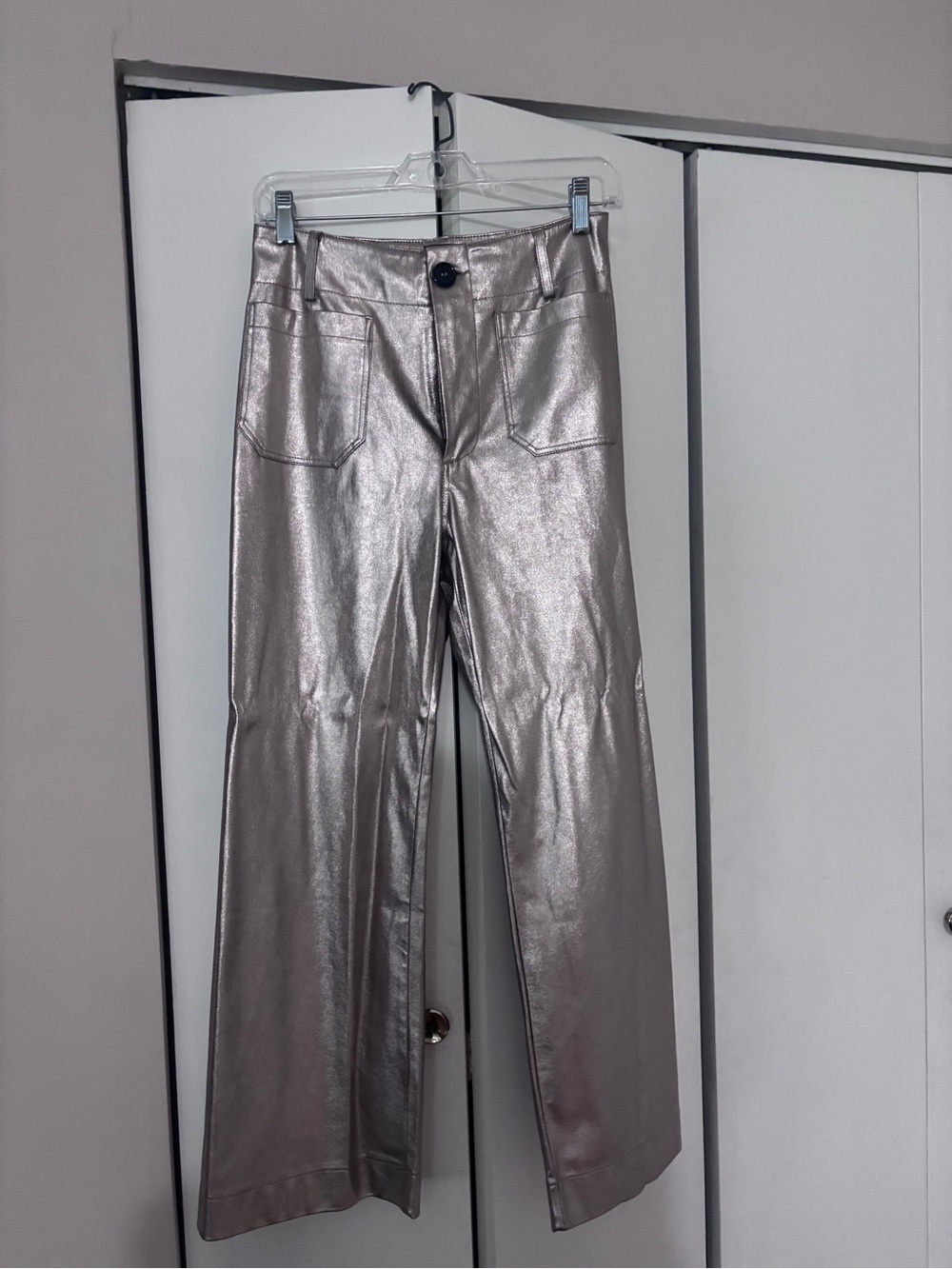Anthropologie Metallic Gold Colette Wide-Leg Pants